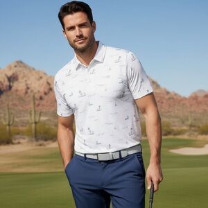 Travis Mathew Golf Shirt - Warp Drive Polo - With Desert Vibes - Size XXL